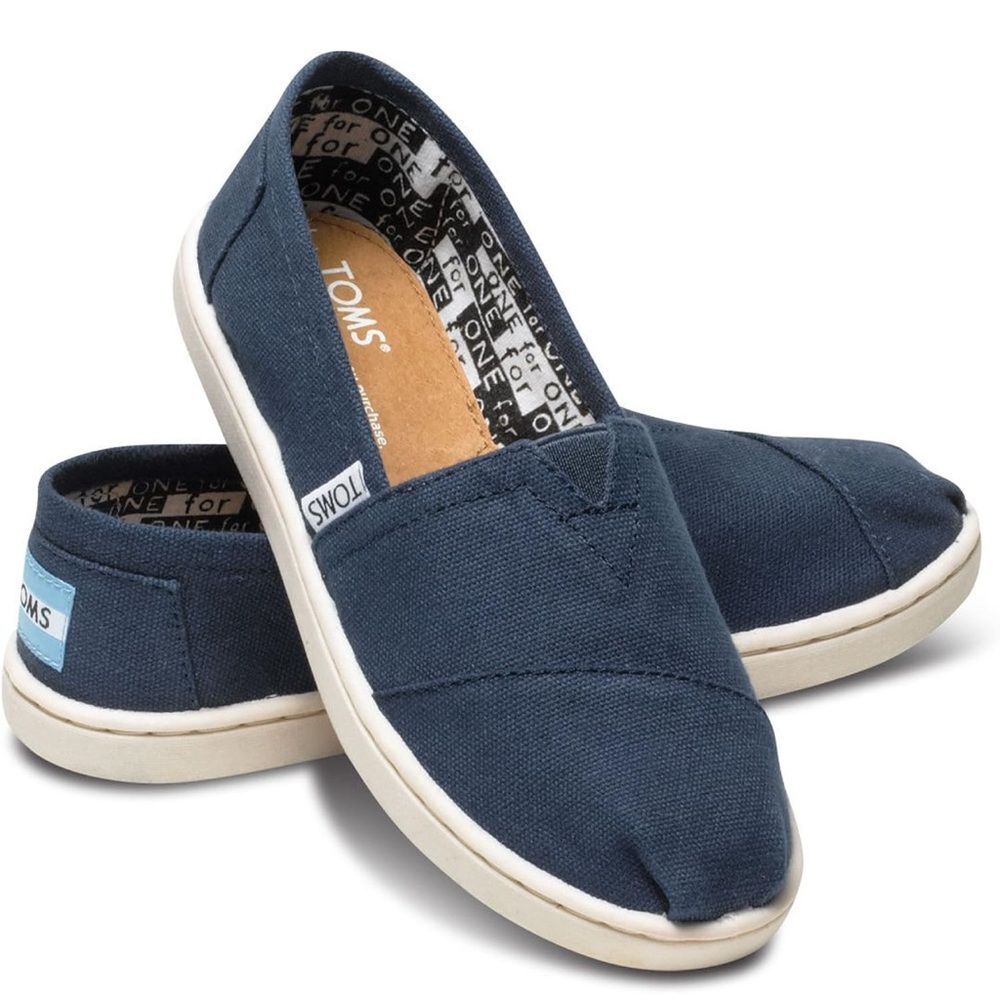 Toms Kids Navy Blue Canvas Slip-On Sneakers